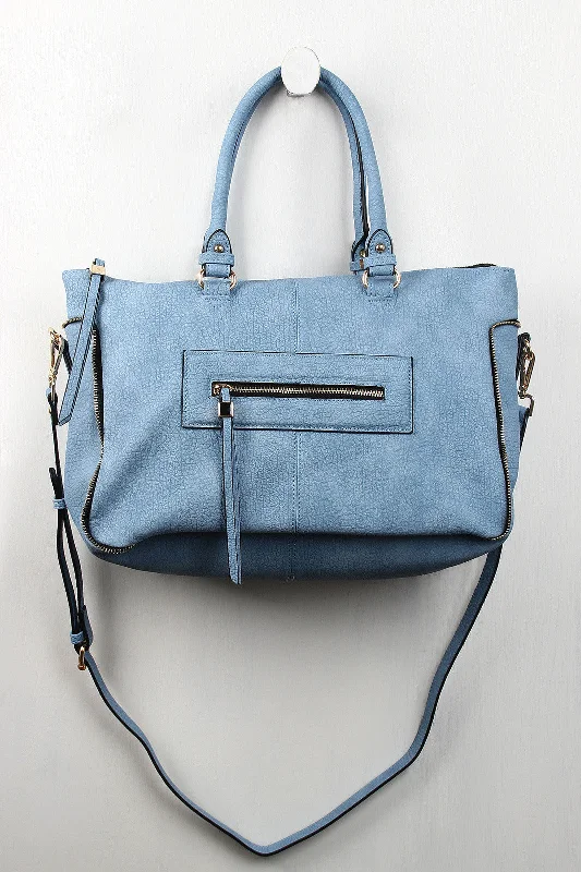 Versatile Bags That Suit Any Outfit Or Event Textured Vegan Leather Zipper Trim Satchel Bag