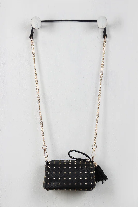 Elegant Bags For Formal Events And Luxury Occasions Studded Chain Link Tassel Mini Bag