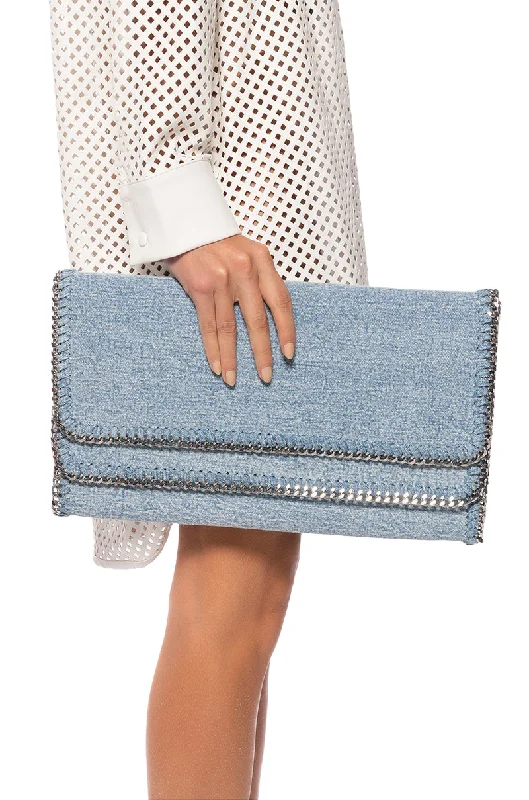 Stylish Bags With Discounts CHEN LARGE DENIM CLUTCH