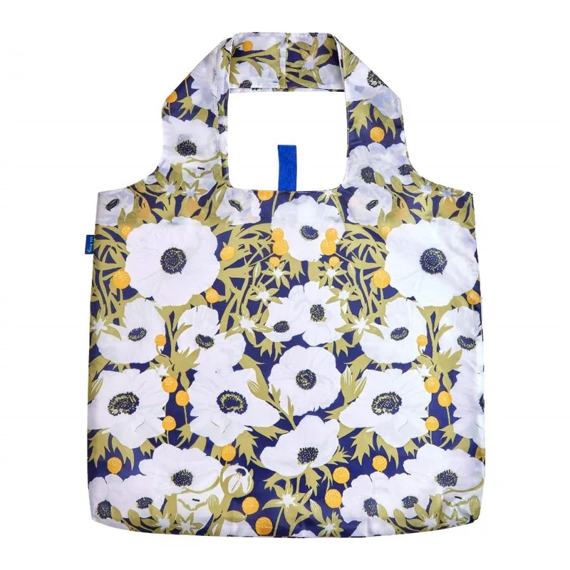 Holiday Gift Bags For Christmas Anemone Poppy blu Reusable Shopping Bag-Machine washable
