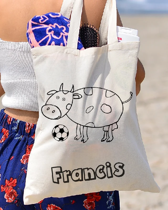 Black Friday Deals On Stylish Handbags Black Color Baby Cow Tote Bag (Basic Level) - Coloring-Painting Bags for Kids
