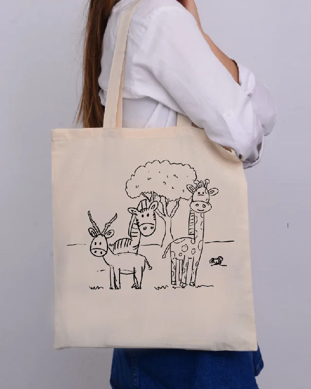 Luxurious But Budget-Friendly Bags Black Color Lawn Tote Bag (Advance Level) - Coloring-Painting Bags for Kids