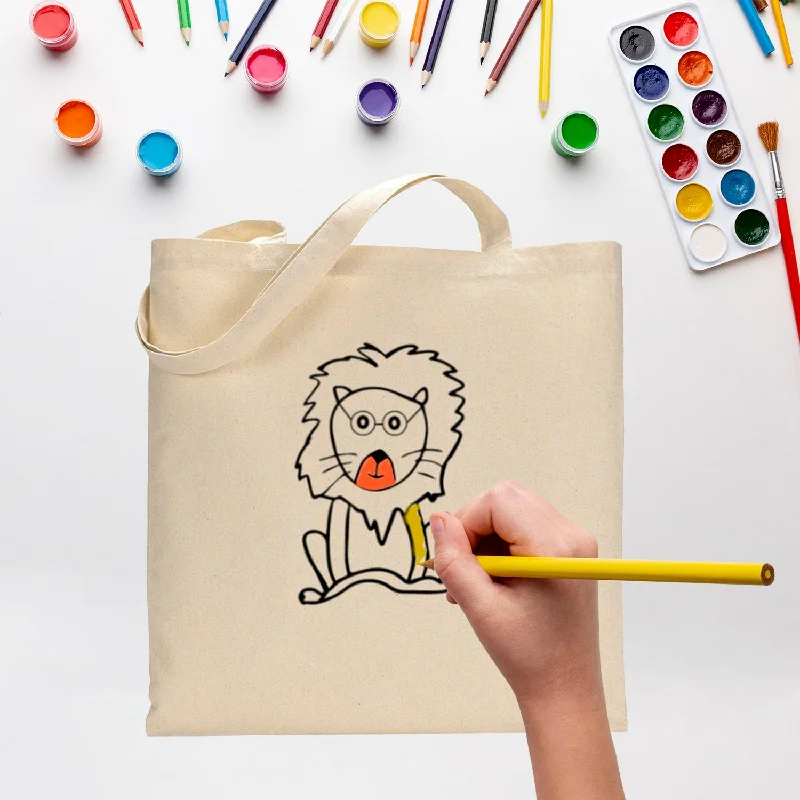 Everyday Bags For Work, School, Or Errands Black Color The Lion King Tote Bag (Basic Level) - Coloring-Painting Bags for Kids