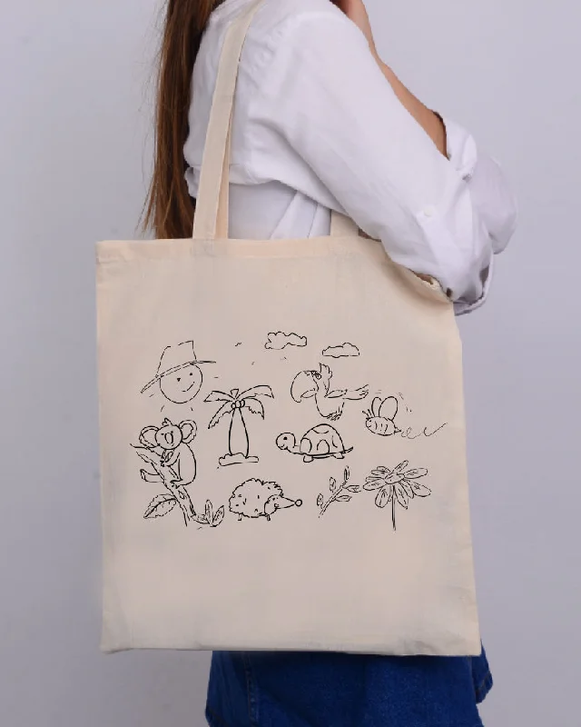 Spacious And Discounted Bags Black Color Tropical Tote Bag (Advance Level) - Coloring-Painting Bags for Kids