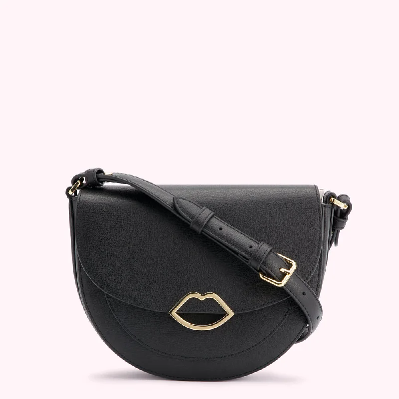 Festival Bags For Concerts And Events BLACK LEATHER ESME SADDLE BAG