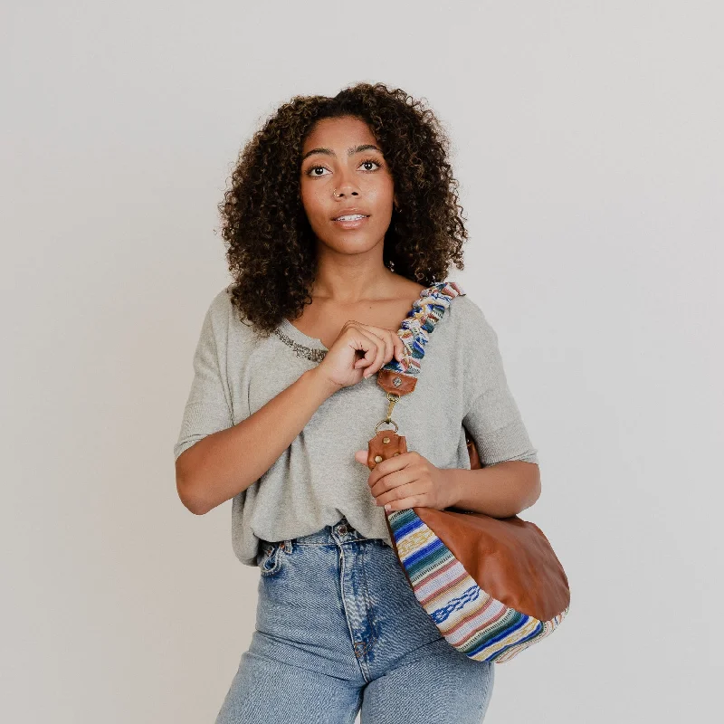 Everyday Bags For Work, School, Or Errands BOHO SADDLE BAG - ARTISAN COLLECTION - DUNA AZUL - CAFE LEATHER
