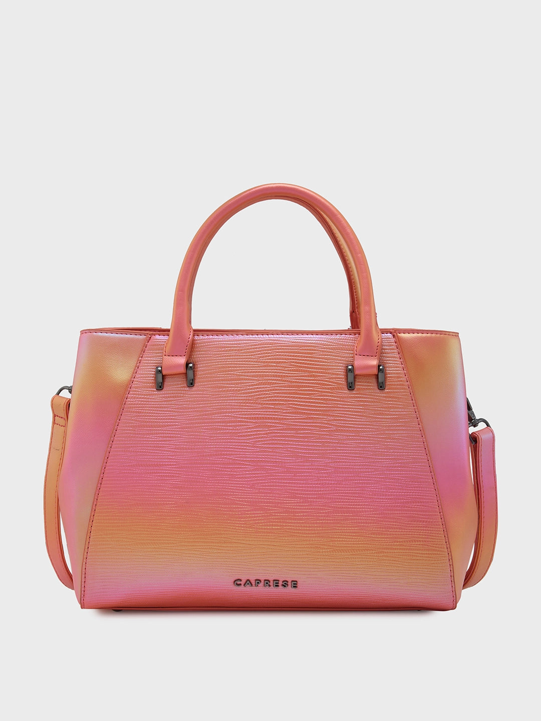 Minimalist Leather Bag For Modern Aesthetics Caprese Theia Iridescent Pink Faux Leather Medium Satchel