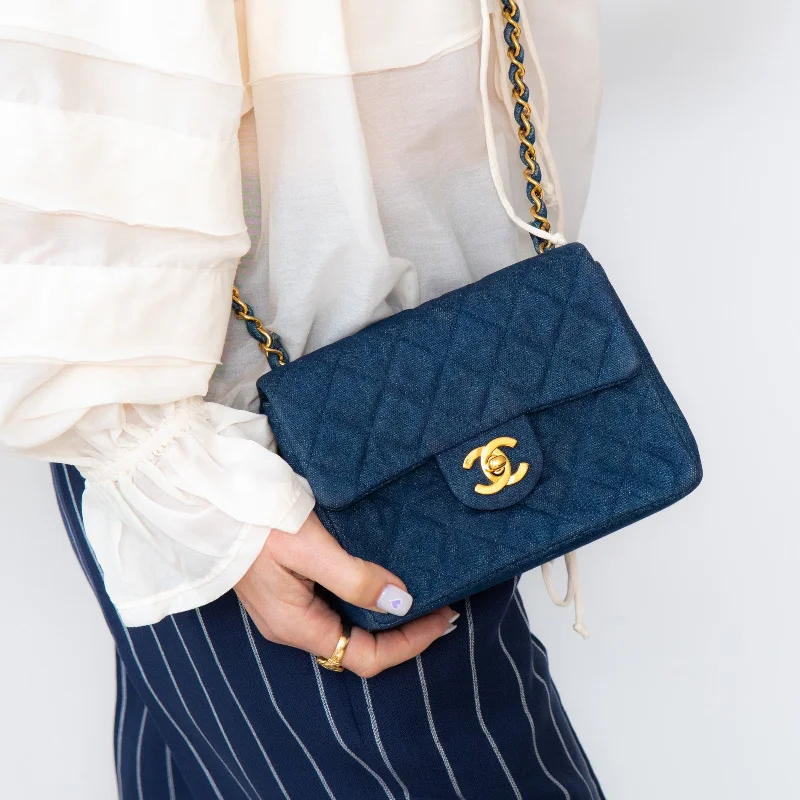 Bags For Personalized Gifts Chanel Vintage Denim Mini Square Flap Bag