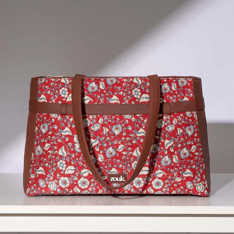 Lightweight Bags For Senior Travelers Chittoor Red Kalamkari Statement Office Bag