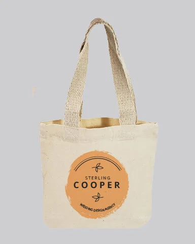 Clearance-Priced Bags Customized 8" Mini Cotton Canvas Gift Tote Bags - Gift Tote Bags With Your Logo - TC208 Clearance-Priced Bags Customized 8" Mini Cotton Canvas Gift Tote Bags - Gift Tote Bags With Your Logo - TC208