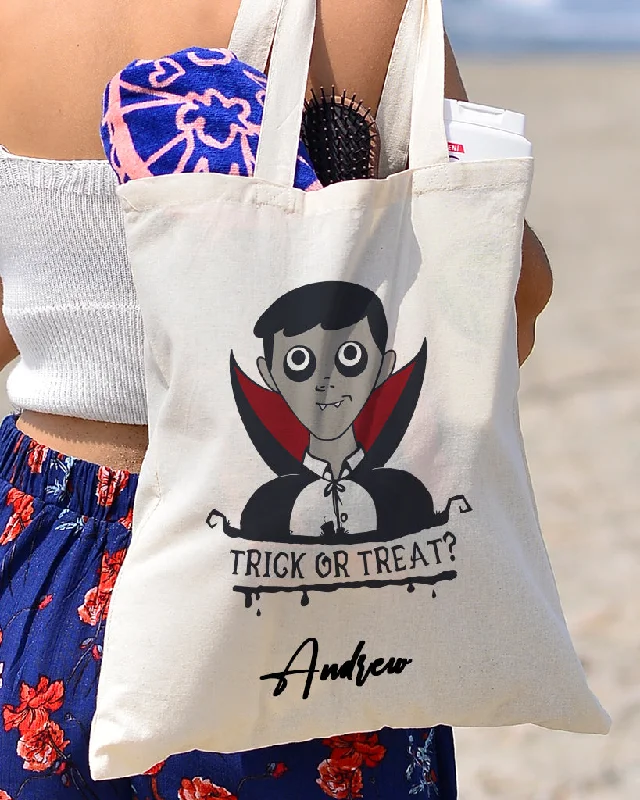 Inspired Bags For Modern Sophistication Dracula Trick or Treat? - Halloween Tote Bags