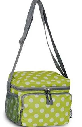 Odor-Resistant And Budget Bags Everest Cooler Lunch Bag  - Green Dots