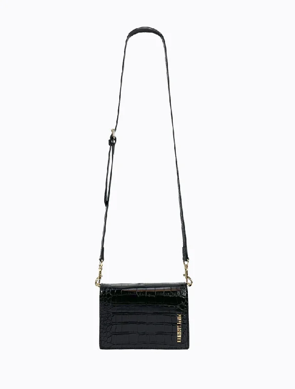 Bags With Discounts Felipe Flap Bag - Black Croc