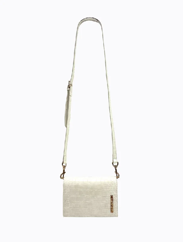 Luxury Bags With Premium Materials And Craftsmanship Felipe Flap Bag - Blanc Croc