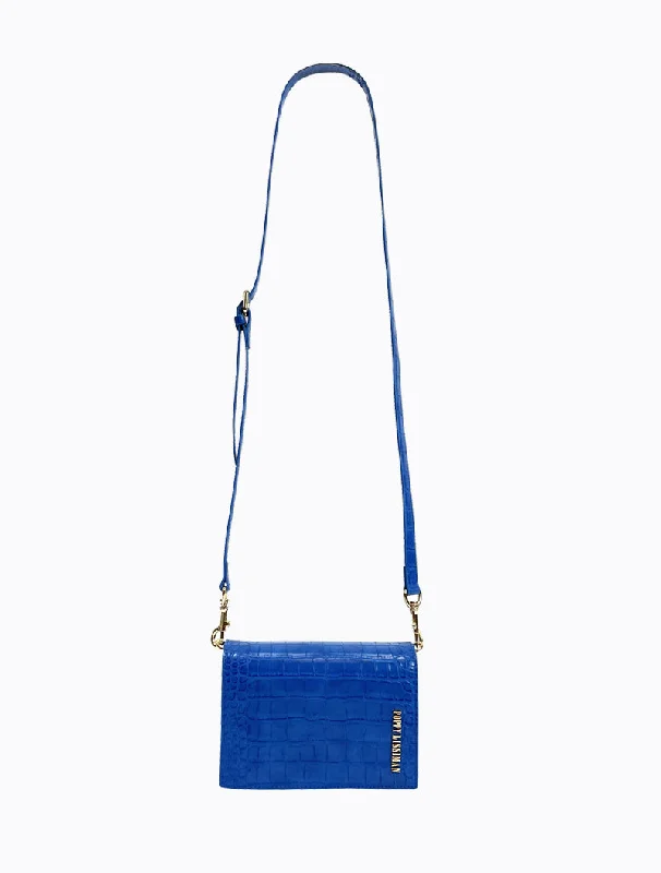 Elegant New Year Party Bags With Flash Sales Felipe Flap Bag - Electric Blue Croc