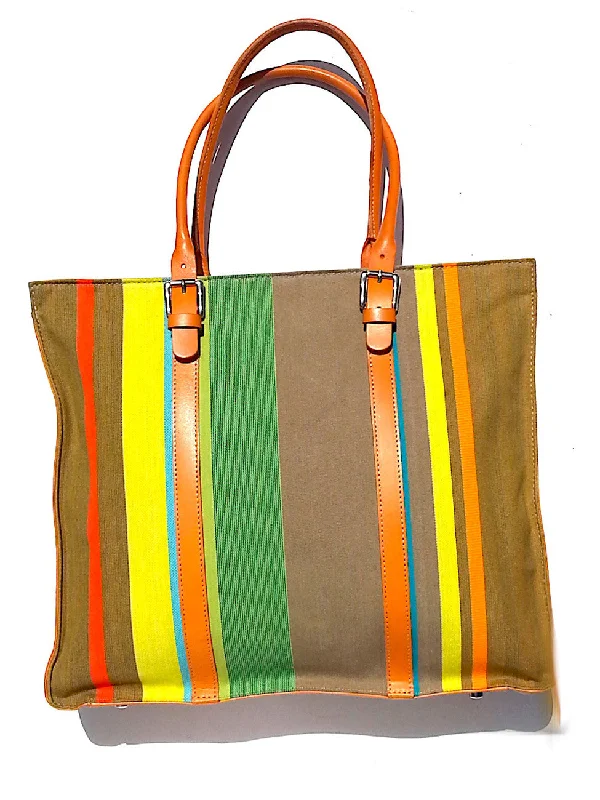 Inspired Bags For Affordable Luxury French Cotton and Saddle Leather Box Tote