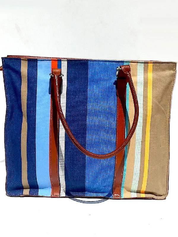 Affordable Bags For Budget Shoppers French Cotton and Saddle Leather Box Tote