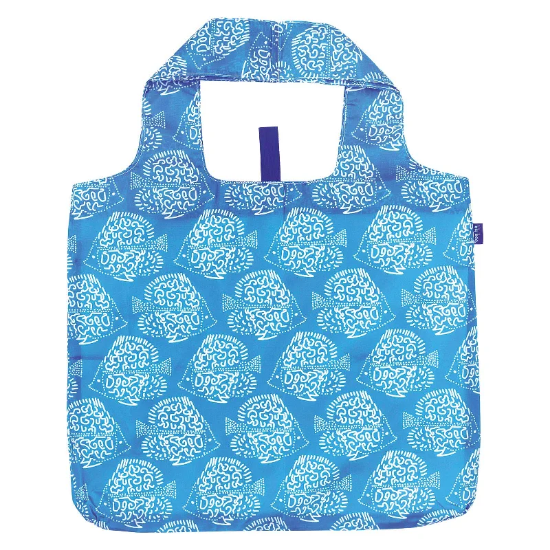 Senior Travelers Indigo Fish Blu Bag Reusable Shopping Bag - Machine Washable