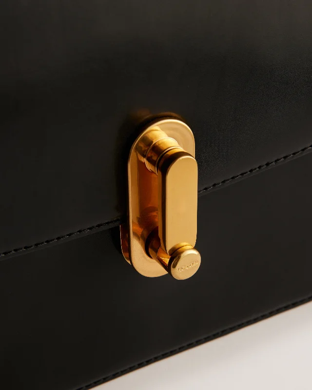 Seasonal Clearance Bags For Summer Kkayli Polished Leather Satchel Bag Black