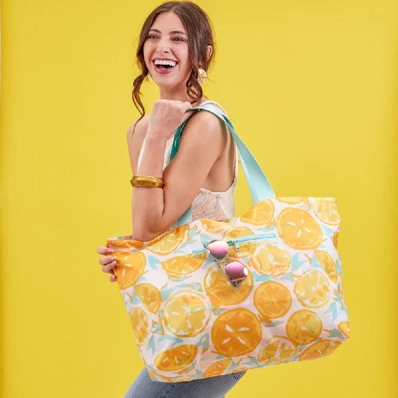 Trendy And Discounted Designer Handbags Lemon Slices Splash Proof Beach Bag