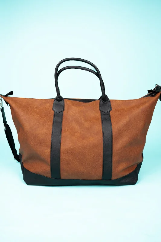 Bags For College Students On A Budget Light Brown Faux Leather Weekender