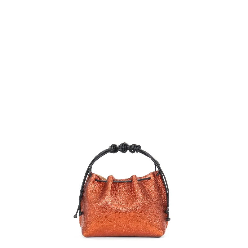 Vintage Bags For Retro And Classic Fashion Lovers MINI DRAWSTRING BAG CRINKLED COPPER