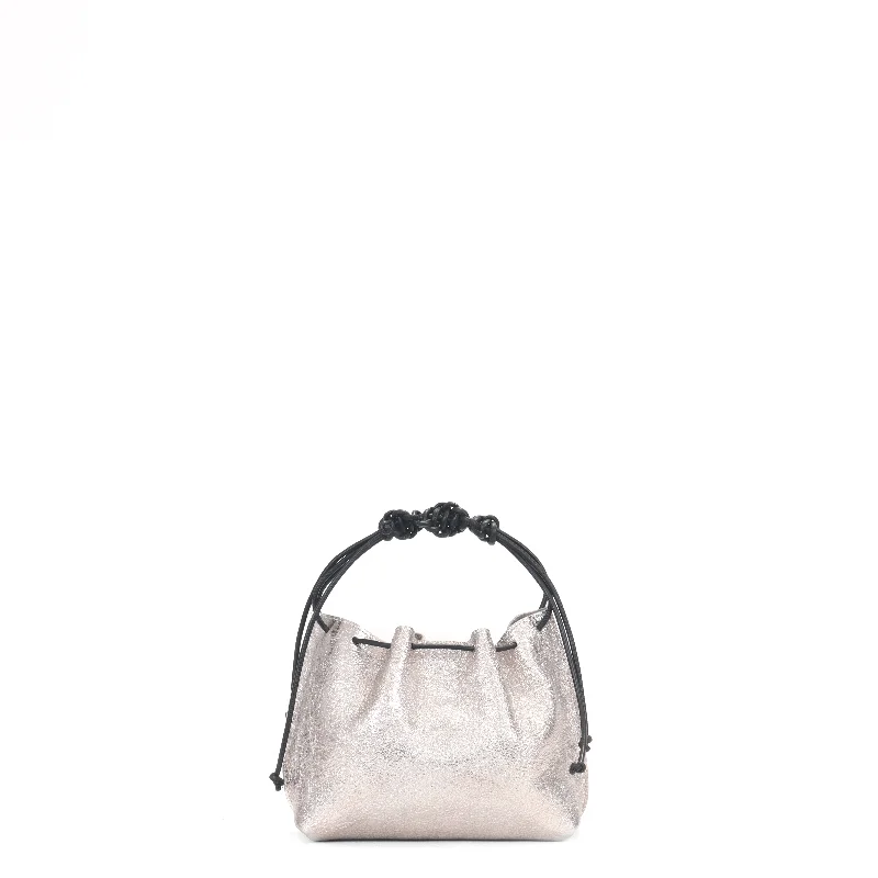 Bags For Sporty And Athletic Styles MINI DRAWSTRING BAG CRINKLED SILVER