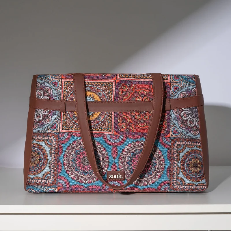 Discounted Designer Bags For Clearance Sale Multicolor Mandala Print Statement Office Bag