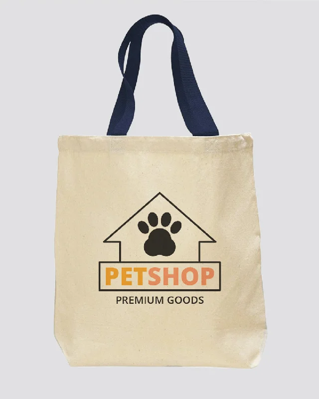 Cozy Handbags With Clearance Prices Navy Handle Promotional Canvas Tote Bags  - Promo Canvas Tote Bags With Your Logo