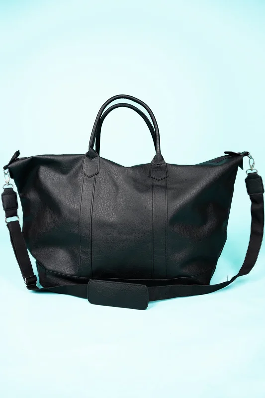 Stylish Bags For Fashion Influencers And Bloggers Black Faux Leather Weekender