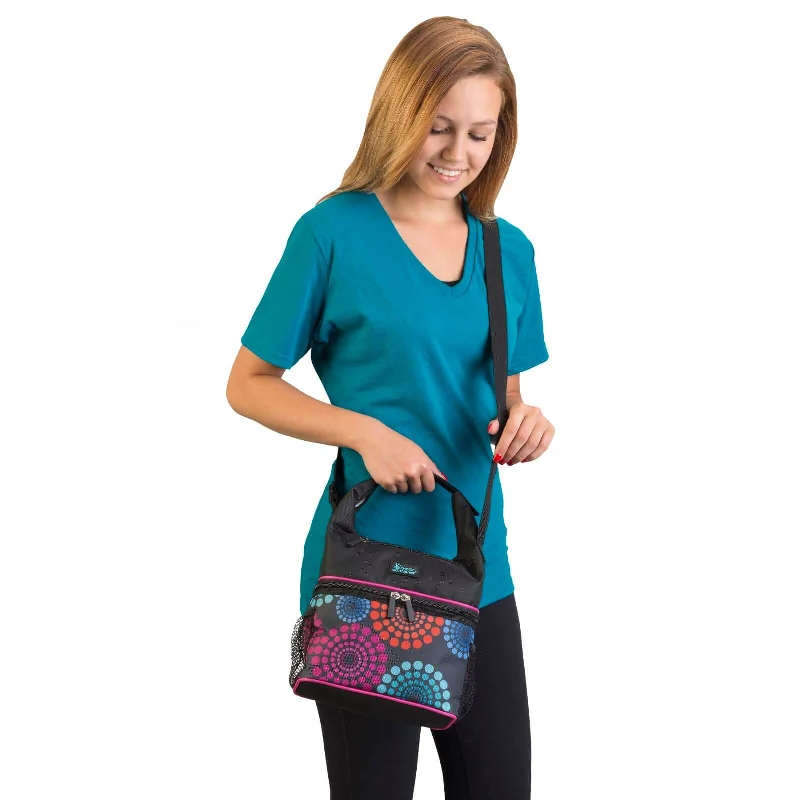 Spacious Bags With Holiday Promotions Compact Lunch Cooler - 2 Insulated Compartments - Bright Lights Pattern
