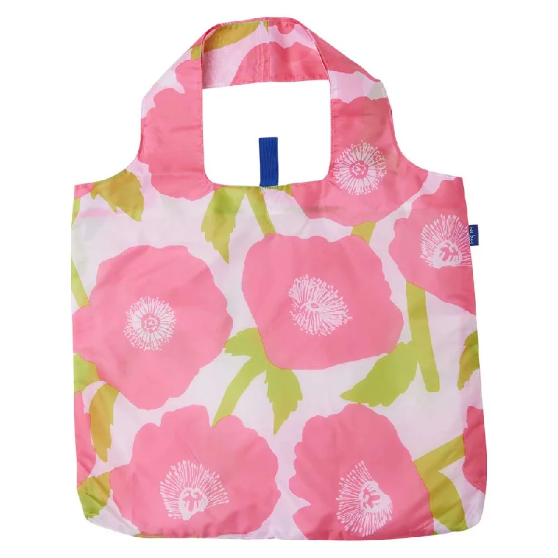 Retro Lovers Poppies Pink blu Bag Reusable Shopping Bag-Machine washable