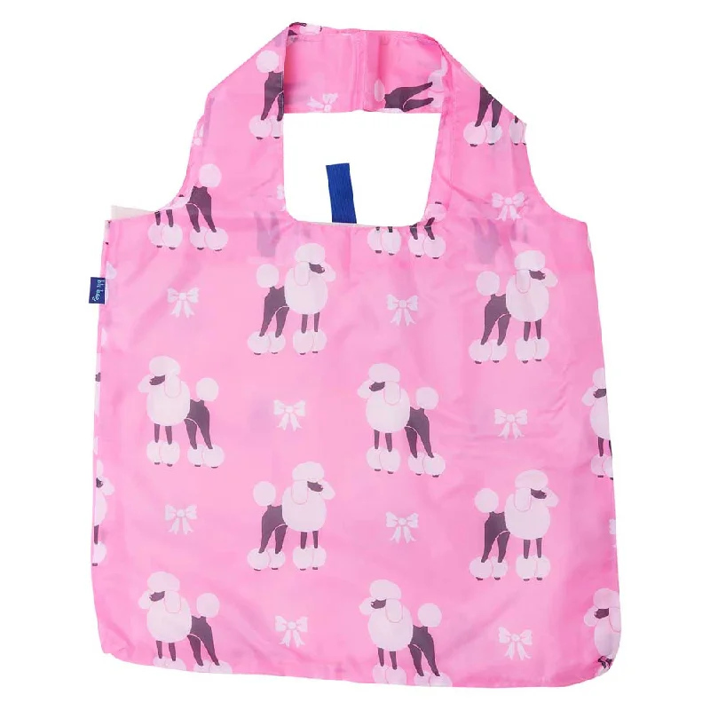 Bold Fashionistas Preppy Poodle blu Bag Reusable Shopping Bag-Machine washable