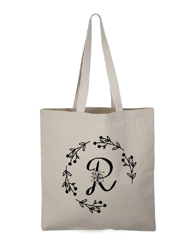 Clearance-Priced Bags ''R'' Letter Initial Canvas Tote Bag - Initials Bags