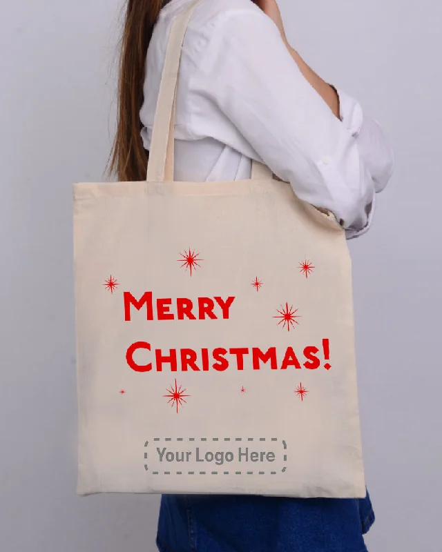 Seasonal Clearance Bags For Summer, Winter, Etc. Red Color Stars Merry Christmas Tote Bag - Christmas Bags