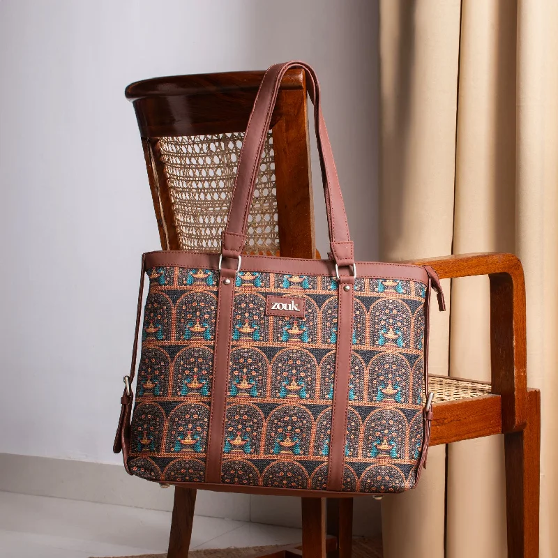 Urban Bags For City Life And Streetwear Fashion Royal Indian Peacock Motif Women's Office Bag