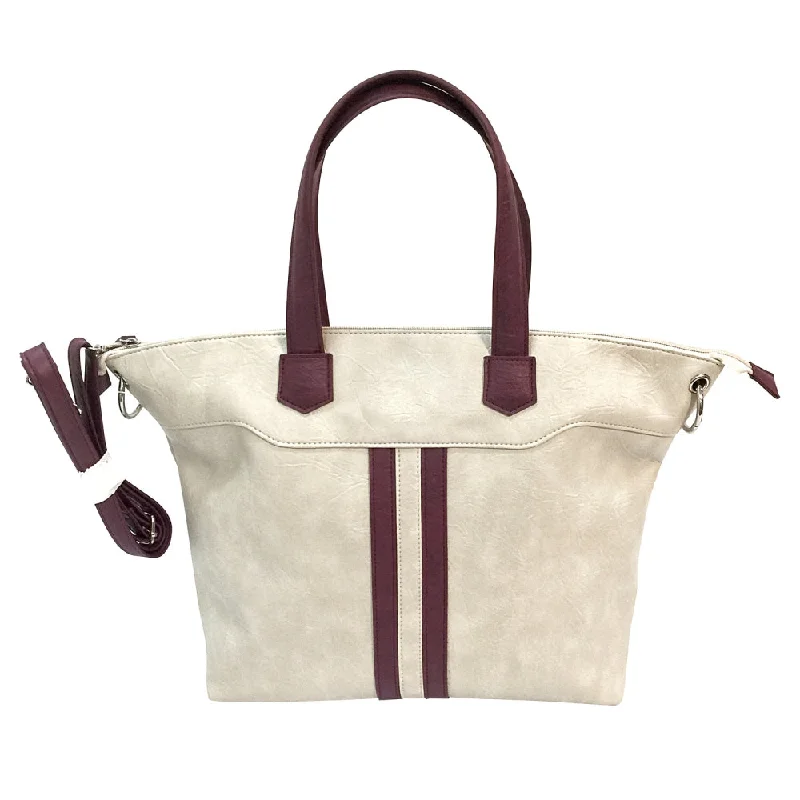 Sporty Bags For Active And Athletic Lifestyles Satchel - Off White w/BurGundy Trim