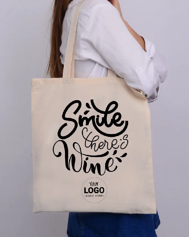 Seasonal Clearance Bags For Summer Smile There's Wine Design - Winery Tote Bags