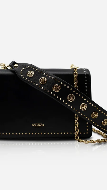 Customizable Bags For Personalized Style Sol Sana Flap Bag - Black/Gold