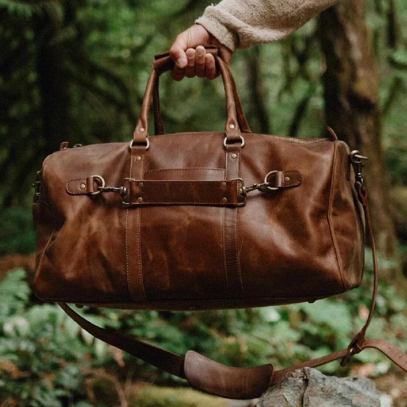 Seasonal Clearance Bags For Summer Traveler 45L Leather Duffle - Saddle Brown