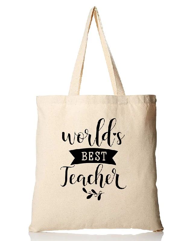 Luxury Bags For Working Professionals World's Best Teacher Customizable Tote Bag - Teacher's Tote Bags