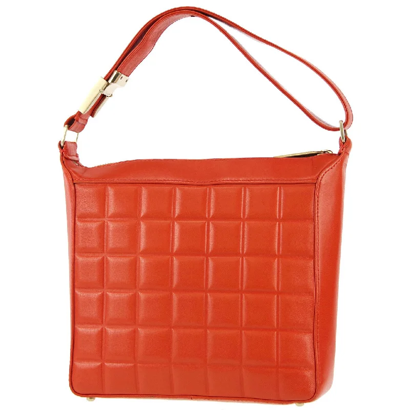 Elegant And On-Sale Evening Bags Chanel * 2003-2004 Orange Lambskin Choco Bar Shoulder Bag