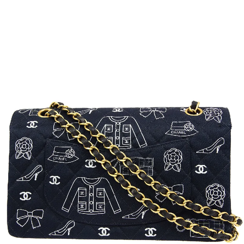Bags With Limited-Time Deals Chanel * Fall 2002 Black Canvas Icon Medium Classic Double Flap Bag