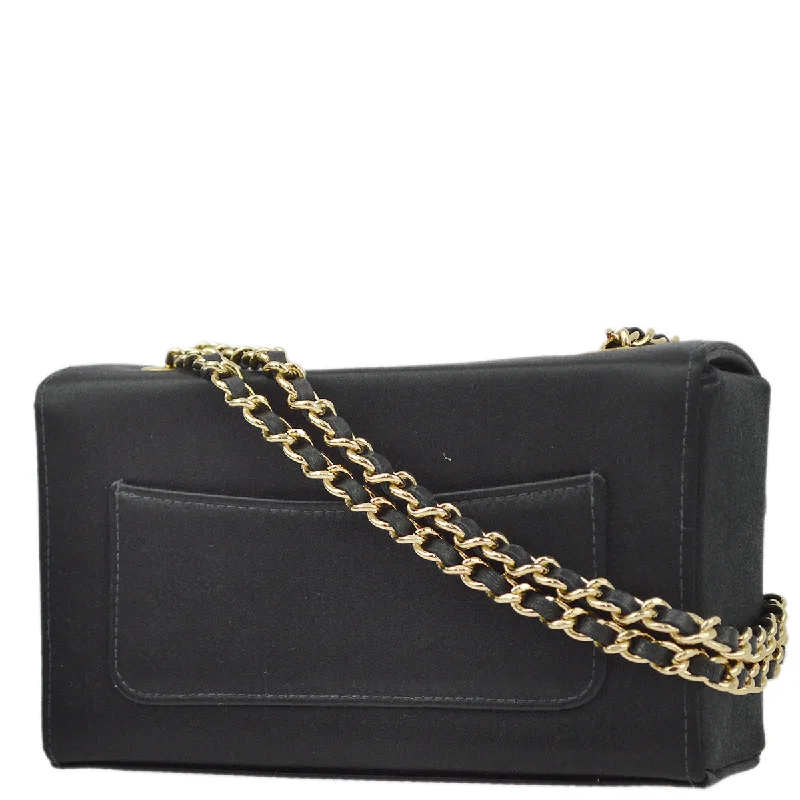 Chic And Clearance-Priced Tote Bags Chanel * Black Satin Double Chain Shoulder Bag
