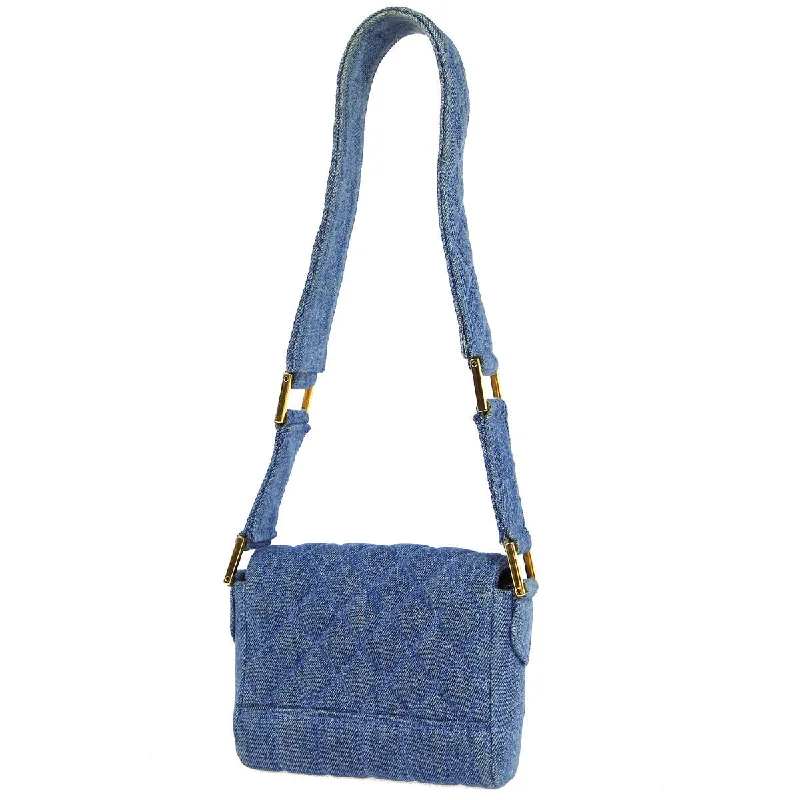 Active Lifestyles Chanel * 1989-1991 Denim Straight Flap Shoulder Bag