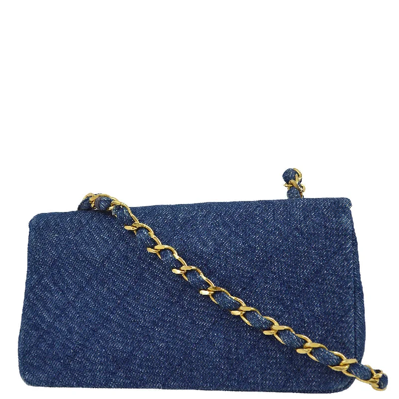 Affordable Bags For College Students On Sale Chanel * 1989-1999 Denim Turnlock Mini Full Flap Bag