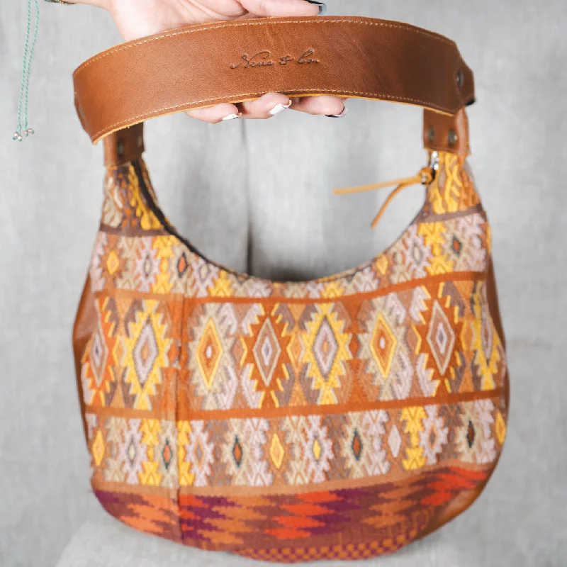Urban Style BOHO SADDLE BAG - OOAK HUIPIL - CAFE - NO. 13532