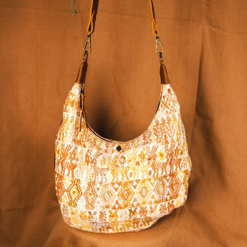 Handbag For Women BOHO SADDLE BAG - OOAK HUIPIL - CAFE - NO. 13533