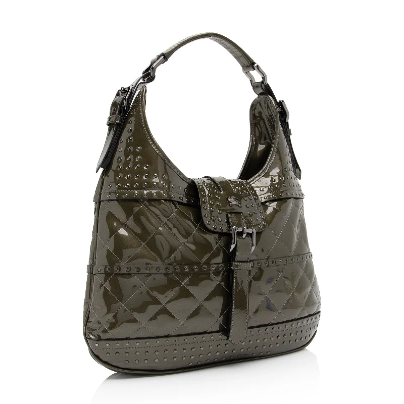 Chic And Clearance-Priced Tote Bags Burberry Patent Leather Studded Brook Hobo (SHF-23635) Chic And Clearance-Priced Tote Bags Burberry Patent Leather Studded Brook Hobo (SHF-23635)