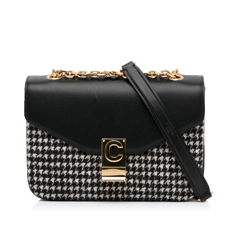 Discounted Designer Bags For Clearance Sale Celine C Shoulder Bag Medium Black Tweed